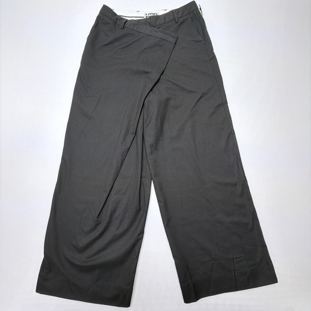 KBB by Kahlana Black Asymmetric Wrap Waist Wide Leg Trousers Size 10 NEW